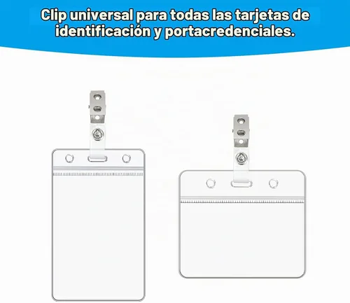 Vista 4 de DE 100 clips de metal para insignias con correas transparentes de PCV, adaptador de clip para correa de identificación, clips de identificación
