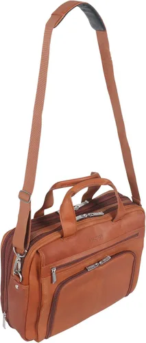 Vista 5 de Kenneth Cole REACTION "Out of the Bag" Manhattan - Bolso bandolera de cuero colombiano para laptop de 15.6" para viajes y negocios