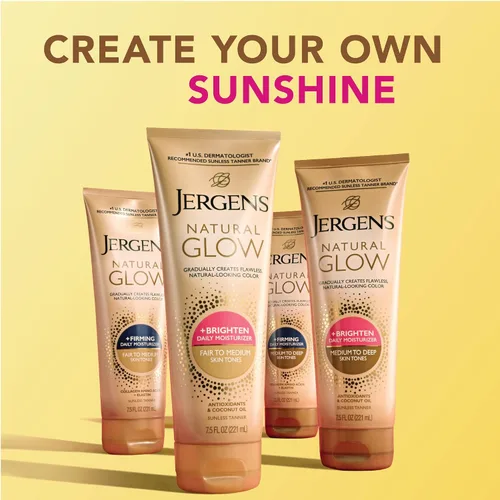 Vista 10 de Jergens Natural Glow +Loción corporal autobronceadora reafirmante, tono de piel justo a medio, hidratante bronceador sin sol con colágeno