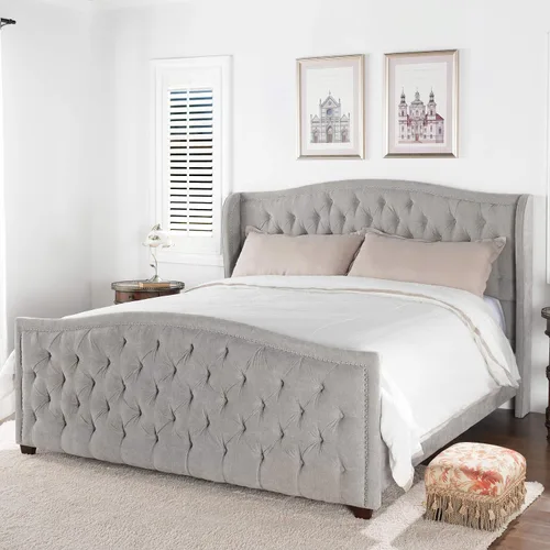 Vista 21 de Jennifer Taylor Home - Cama Anastasia de tamaño Queen de terciopelo resistente en color verde oliva Terciopelo de rendimiento verde oliva