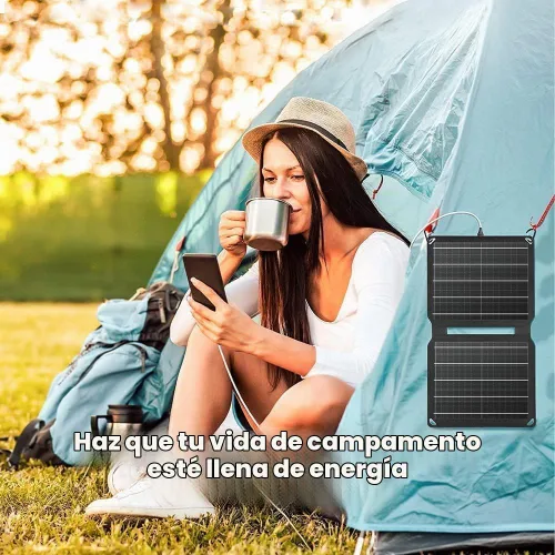 Vista 7 de FlexSolar 10W Cargadores solares portátiles 5V USB pequeños, paneles de emergencia ETFE plegables, impermeables IP67 para teléfonos, ventiladores