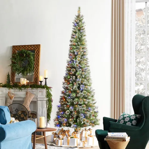Vista 15 de Glitzhome Árbol de Navidad preiluminado, abeto artificial realista de 7.5 pies con 1,668 puntas y 680 luces centelleantes C3, 10 funciones de Aspen