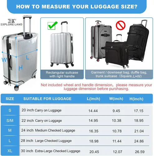 Vista 2 de Explore Land - Funda protectora Air Approve para equipaje de 18 a 32 pulgadas, PVC transparente, S