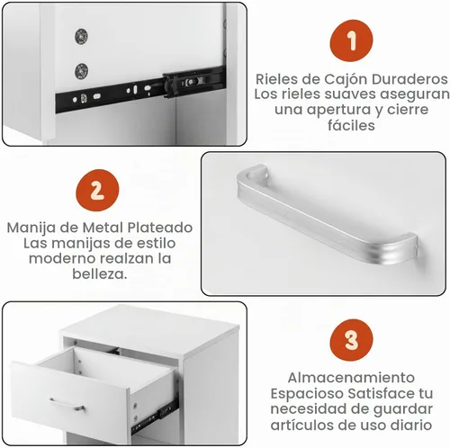 Vista 4 de Karl home - Juego de 2 mesitas de noche de madera blanca, moderna para dormitorio Wood Bedside Table Set with Open Storage Shelf, Multi-scene