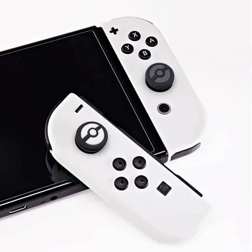 Vista 3 de Juego de empuñaduras para el pulgar compatibles con consola Nintendo SwitchOLEDLite, tapas analógicas de silicona para controladores Switch Joy-Con