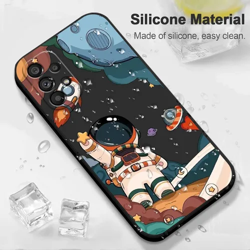 Vista 6 de LEECG Funda protectora de silicona suave para Samsung Galaxy A53 5G, diseño creativo lateral para Samsung A53 5G, negro astronauta