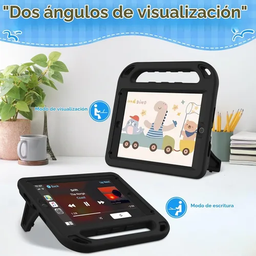 Vista 7 de BMOUO Funda para niños para iPad 9.7 2018/2017/iPad Air 2/1/Pro 9.7 - Protector de pantalla integrado con mango a prueba de golpes, funda