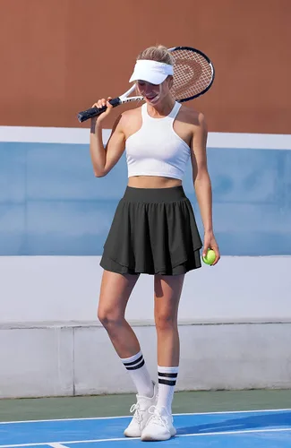 Vista 5 de IUGA Faldas de tenis para mujer con bolsillos, pantalones cortos atléticos para golf, faldas para mujer, de cintura alta, para correr, entrenamiento