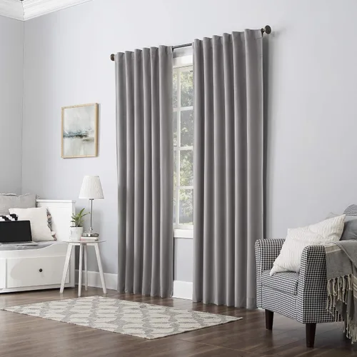 Vista 7 de Sun Zero Hampshire - Panel de cortina de terciopelo con reducción de ruido térmico, pestaña trasera, 100% opaco, 50" x 84", gris