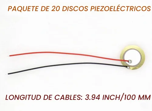 Vista 2 de Paquete de 20 unidades de transductores piezoeléctricos de 0.787 in 3.94 pulgadas para tambor de guitarra