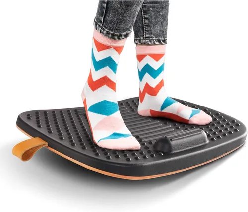 Vista 8 de Fezibo Alfombrilla de escritorio de pie con barra antifatiga, tabla de equilibrio de madera con diseño ergonómico y cómodo tapete de estabilidad