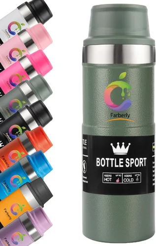 Vista 2 de Taza de viaje con acción de gatillo de acero inoxidable Taza de viaje de 17oz Botella de agua Thermos Taza de viaje con vacío Taza de café de acero
