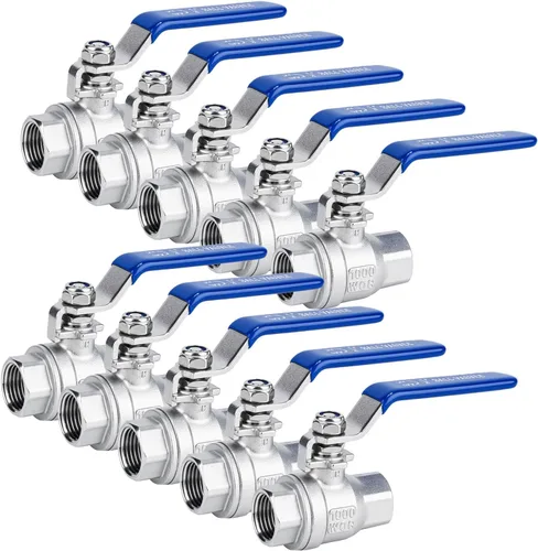 Vista 16 de 2 válvulas de bola de acero inoxidable 304, NPT hembra de puerto completo con mango de aislamiento de vinilo azul resistente (2, 1 pulgada)