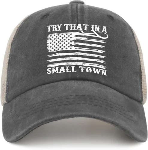 Vista 13 de Hat Try That in Small Towns Trucker Hat Men Funny Mesh Cap for Summer