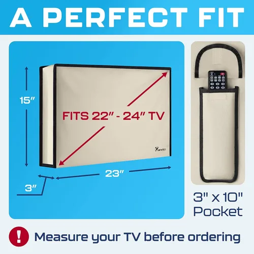 Vista 3 de Garnetics Funda de TV para exteriores de 24 pulgadas, impermeable, resistente a la intemperie con protectores de pantalla de escudo inteligente