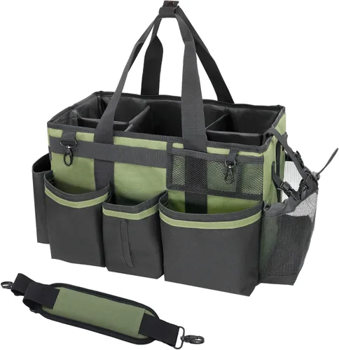 Vista 2 de SCAVATA Paquete de 2 bolsas grandes de limpieza portátiles, verde y marrón