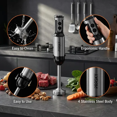 Vista 9 de Immersion Blender Handheld 1200W, 20-speeds Immersion Hand Blenders, Hand Mixer with Mining Beaker,Chopper,Whisk, Frother and Stick Blender Suitable