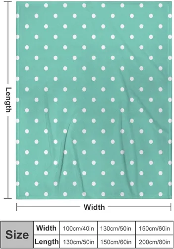 Vista 2 de Manta de felpa de lunares blanco aguamarina, suave y acogedora, manta de franela para todas las estaciones, para sofá, cama, 40 x 50 pulgadas