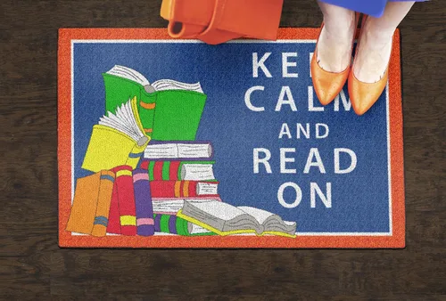 Vista 3 de Flagship Carpets - Alfombra con texto en inglés "Keep Calm & Read On" para el aula infantil, dormitorio de los niños, espacio del profesor