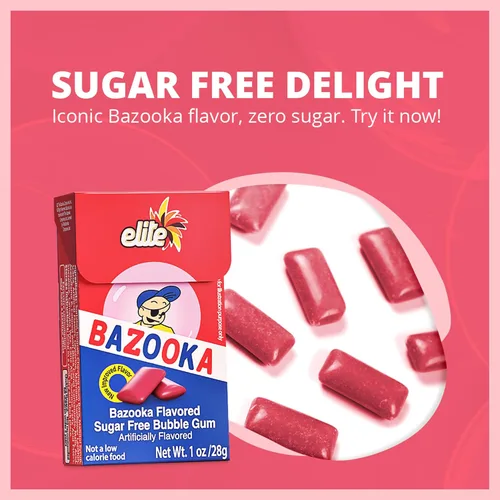 Vista 3 de Elite Must Sugar Gum Classic Flavor Bazooka, 1oz (paquete de 16) Producto de Israel