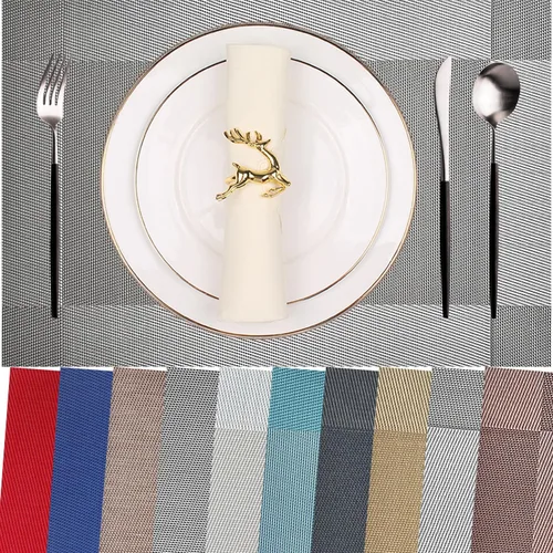 Vista 11 de Manteles individuales de vinilo resistentes al calor, lavables, fáciles de limpiar, manteles individuales de plástico para cocina, mesa de comedor