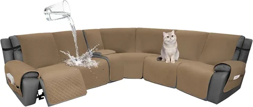 Vista 51 de Fundas de terciopelo 10% impermeables para sofá modular reclinable en forma de L, 1 pieza, fundas acolchadas para sofá reclinable esquinero, juego