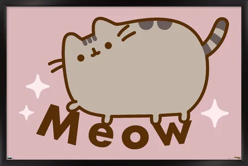 Vista 8 de Pusheen - Póster de pared de miau, 22.4 pulgadas de largo x 14.7 pulgadas de ancho, versión enmarcada en madera de granero