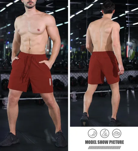 Vista 3 de Aolesy Pantalones cortos de entrenamiento para hombre de 7 pulgadas, pantalones cortos deportivos de secado rápido, ligeros, con bolsillos