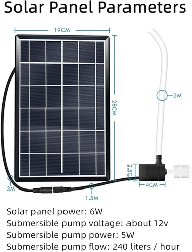 Vista 7 de Fuente de agua para exteriores alimentada por energía solar, fuente de bambú zen con bomba, panel solar de 6 W, filtro de agua y tubo de agua de 6.6
