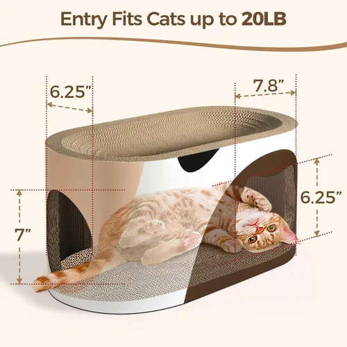 Vista 6 de Salón rascador para gatos grandes, casa rascador de cartón corrugado para gatos con agujero, cama grande para rascar, almohadilla rascador