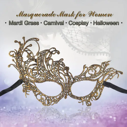 Vista 2 de Máscara de mascarada para mujer, máscara de encaje para Halloween, carnaval, fiesta, disfraz de baile