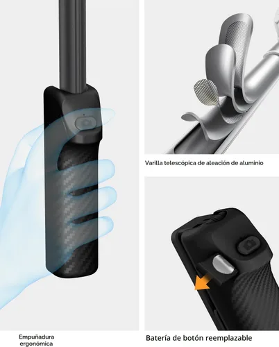 Vista 5 de Palo selfie con control remoto inalámbrico – Palo selfie portátil para iPhone y Android, soporte plegable ligero para teléfono celular