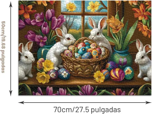 Vista 6 de Rompecabezas para adultos de 1000 piezas, rompecabezas de huevos de conejos, rompecabezas de 1000 piezas para adultos