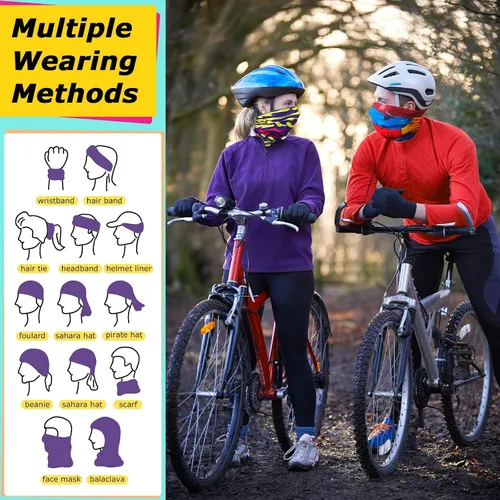 Vista 5 de JaGely 50 Pieces Neck Gaiter Sports Neck Head Wrap Headband Scarf Face Bandana Hair Wrap Neck Tube Balaclava for Women Men