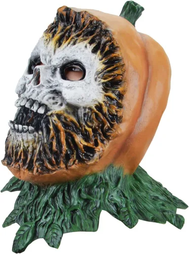Vista 2 de Máscara de calavera de calabaza, cabeza de calabaza, máscara de calabaza, máscara de calabaza de látex para adultos