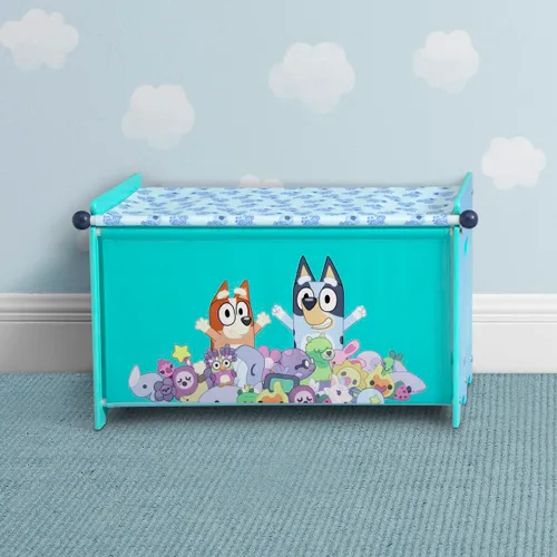 Vista 2 de Delta Children – Caja de juguetes Bluey con tapa de tela retráctil