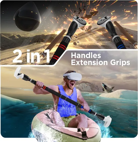 Vista 7 de YOGES Handle Attachments Compatible with Meta Quest 3 Oculus Quest 2 Quest ProRift S Controller Accessories, Dual Handles Extension Grips for Beat