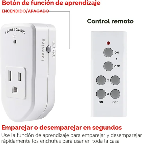 Vista 4 de BN-LINK Interruptor de salida eléctrica con control remoto inalámbrico para luces, ventiladores, luces navideñas, pequeños electrodomésticos, rango