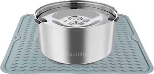 Vista 7 de Kactoily Tazón de agua para perros de gran capacidad de 3L/101oz en acero inoxidable, sin derrames, comedero para perros con dispensador de agua