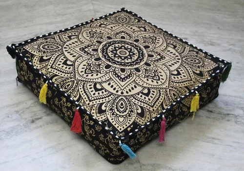 Vista 43 de ICC - Funda de cojín cuadrada grande de algodón con diseño de mandala, funda de almohada hippie, funda de almohada para el suelo con cremallera