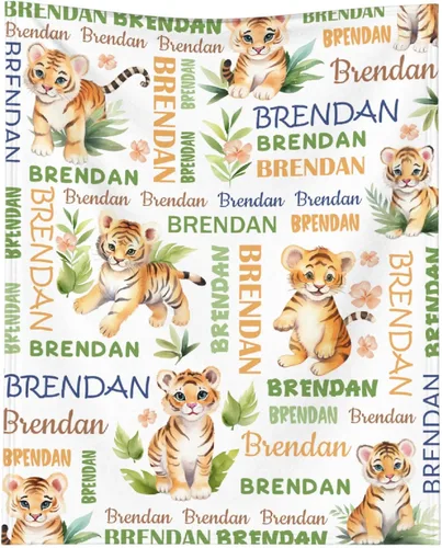 Vista 16 de Manta personalizada de animales bebés para niños y niñas, mantas personalizadas con nombre, manta ligera de franela suave para ropa de cama, sofá