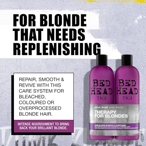 Vista 3 de TIGI Bed Head Dumb Blonde Champú y acondicionador reconstructor Duo – 25.36 oz cada uno, paquete de de 2