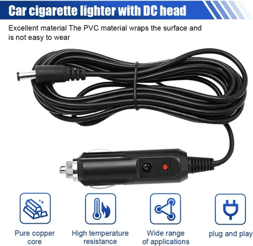 Vista 4 de Cargador de coche de 12 V con cable de alimentación de 5 V CC, cable de alimentación universal de 0.217 x 0.083 in con 11 conectores, cable de carga