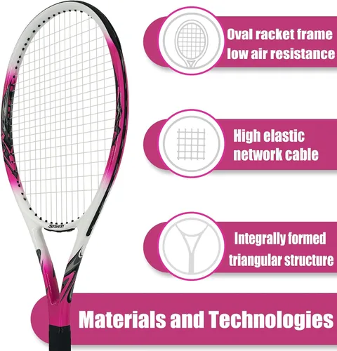 Vista 5 de Raquetas de tenis Senston para adultos de 27 pulgadas - Juego de raquetas de tenis para 2 jugadores con 3 pelotas, 2 empuñaduras, 2 amortiguadores