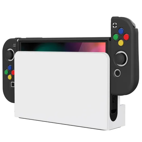 Vista 8 de PlayVital ZealProtect - Funda protectora suave para Nintendo Switch OLED, protector flexible Joycon Grip Cover para Nintendo Switch OLED con tapas