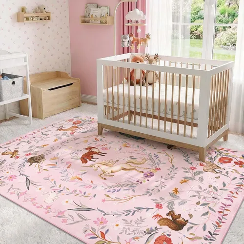 Vista 17 de jinchan Moonrise - Alfombra redonda de 5 pies para habitación de niños, lavable, suave, antideslizante, de pelo bajo, diseño de cuento de hadas