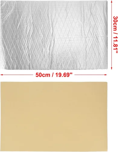 Vista 8 de uxcell 9 unids 0.197 in 197mil 14.49sqft coche sonido amortiguador aislamiento estera fibra de alúmina puerta audio ruido aislamiento 20"x12