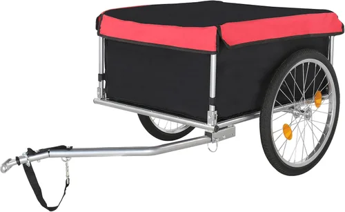 Vista 8 de PEXMOR Remolque de carga para bicicleta, carrito de bicicleta plegable con enganche universal para bicicleta y rueda de liberación rápida de 20