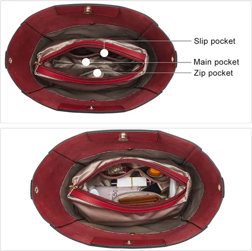 Vista 4 de Bostanten Bolsas de cuero para hombro, tipo balde, para mujer