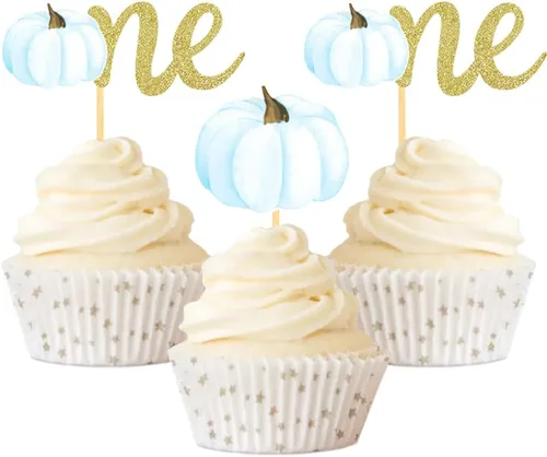 Vista 8 de Pumpkin Oh Baby - Decoración para cupcakes con temática de calabaza, para baby shower, cumpleaños, Acción de Gracias, Halloween, fiesta, suministros